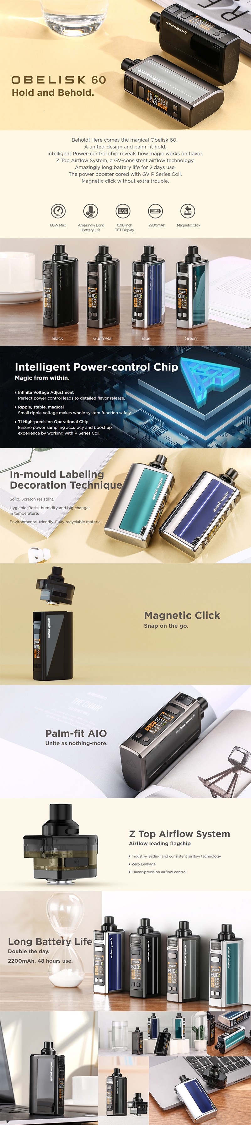 Authentic Geekvape Obelisk 60 AIO All-in-One Vape Mod Kit