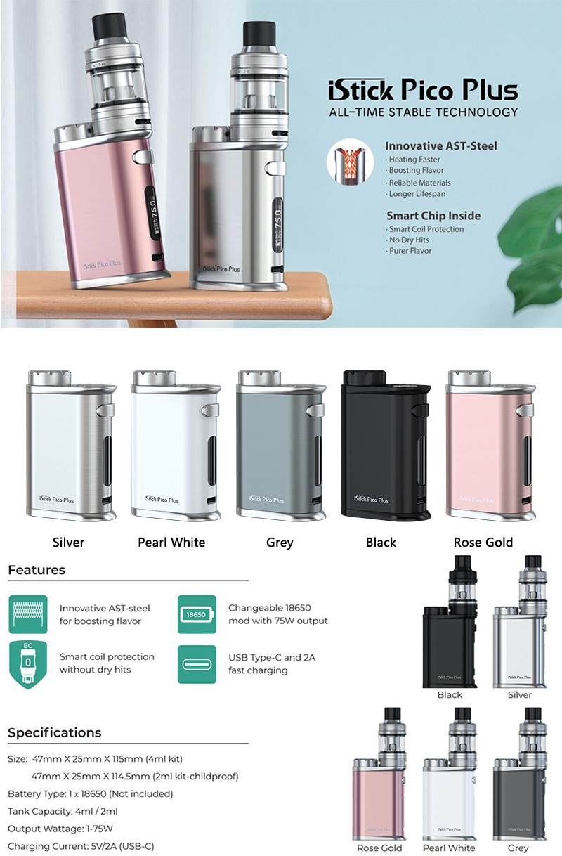 Authentic Eleaf iStick Pico Plus 75W VW Variable Wattage Box Mod