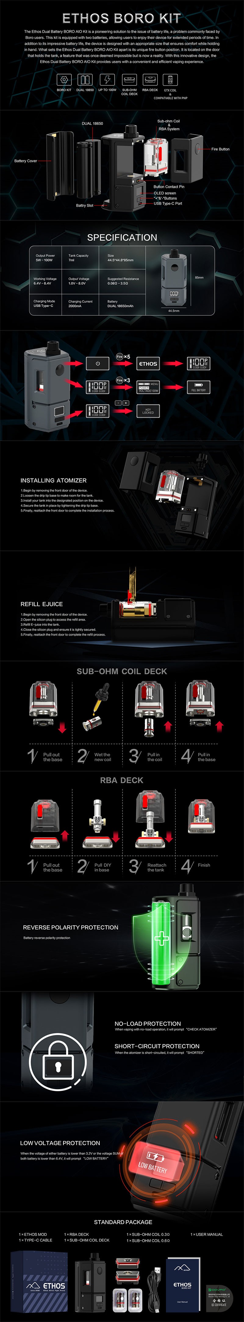 Authentic Dovpo Ethos 100W VW Boro Box Mod Kit