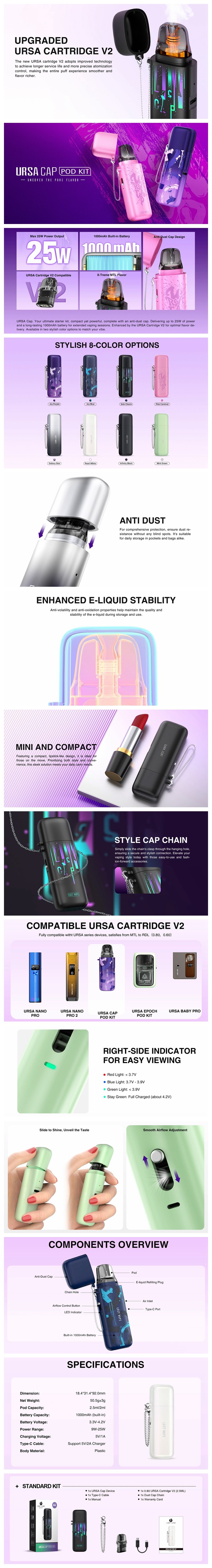 Authentic Lost Vape Ursa Cap Pod Kit