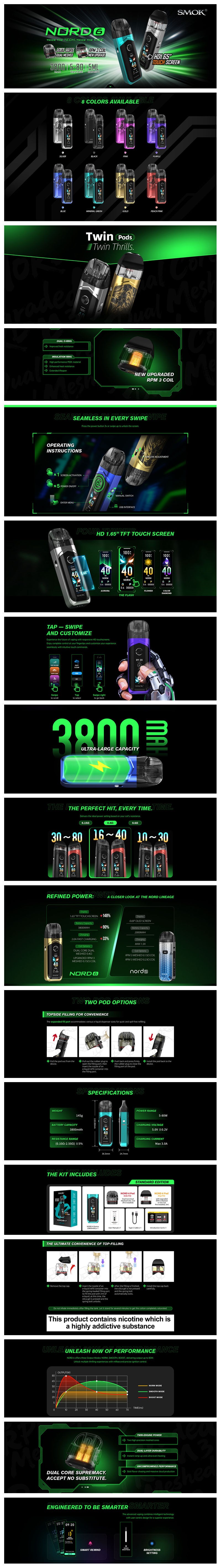 Authentic SMOK Nord 6 80W Pod System Kit