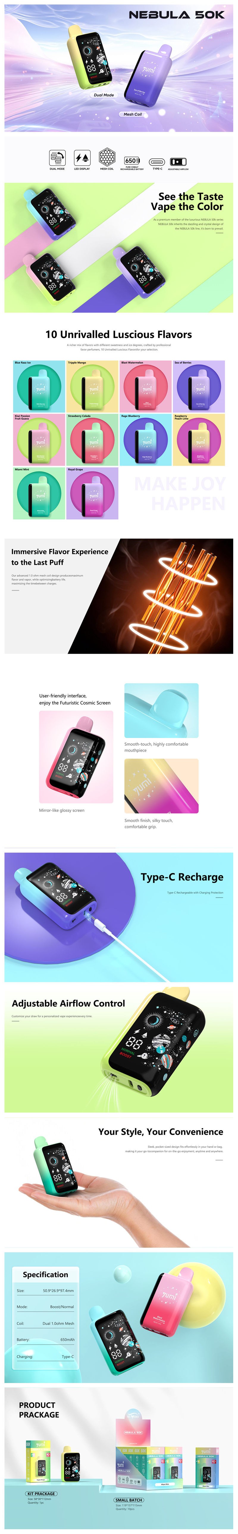 Authentic YUMI Nebula 50K Disposable Vape Kit