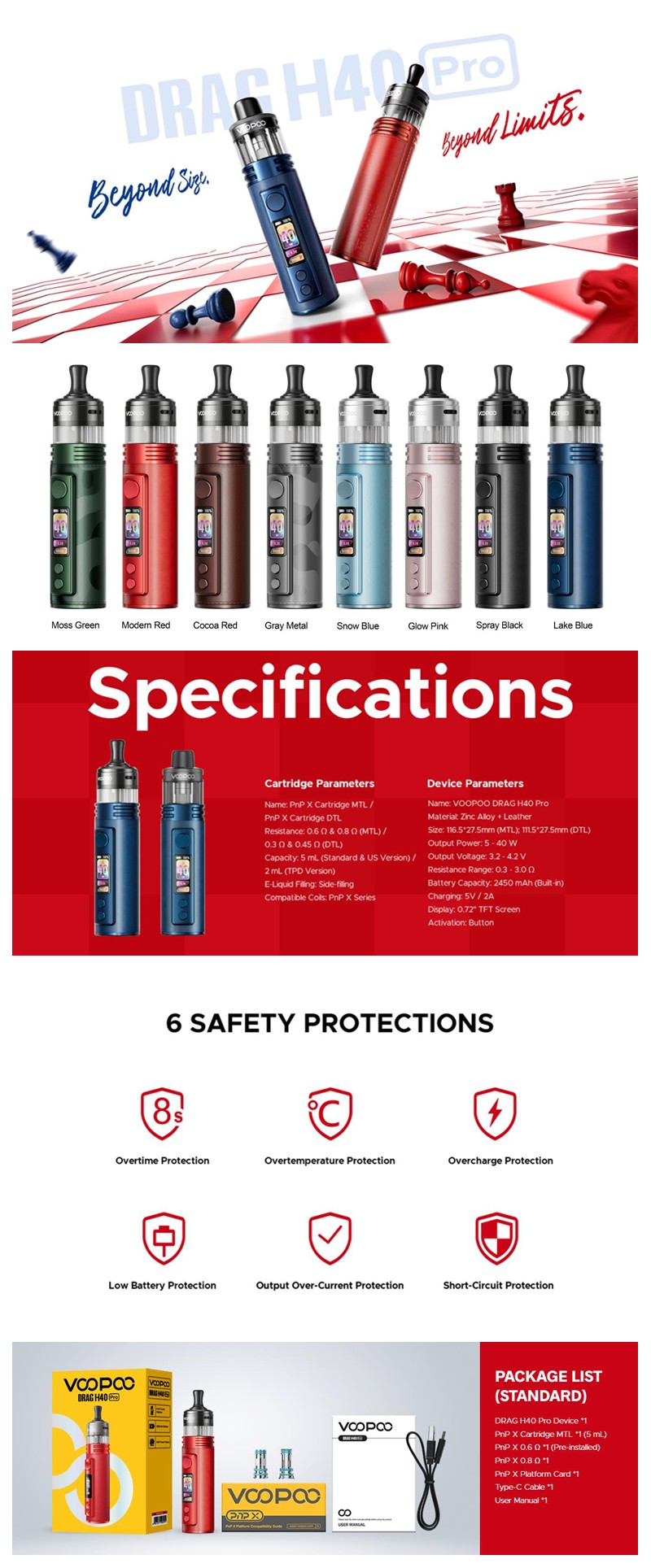 Authentic VOOPOO Drag H40 Pro 40W Pod System Kit