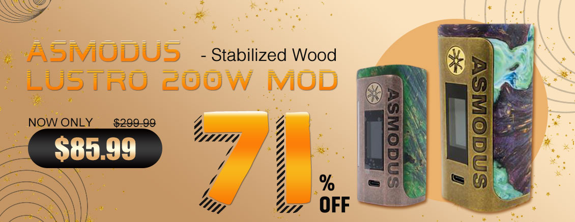 71% off only $85.99 asMODus Lustro 200W Box Mod Stabilized Wood