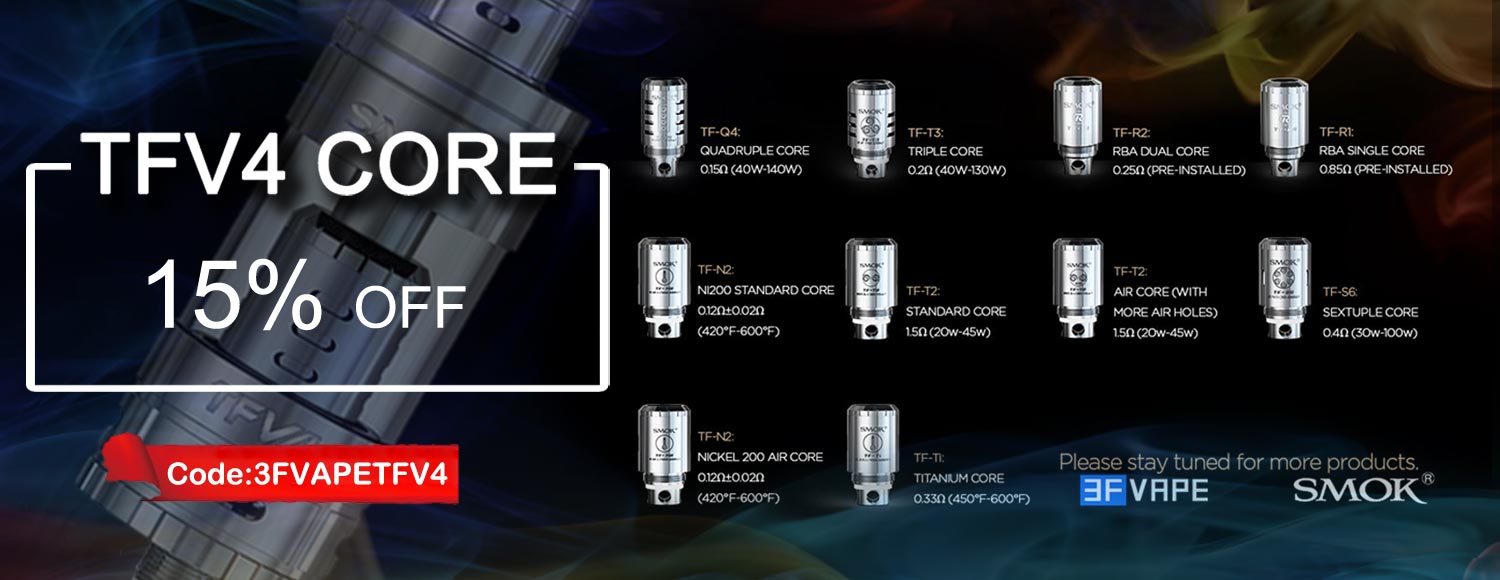 smoktech tfv4 core coupon discount on 3fvape